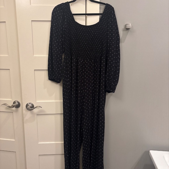 ABLE large Marion smocked jumpsuit black print pattern sold out $165 - Picture 7 of 8